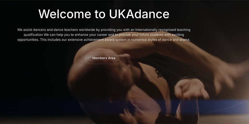 UKADance website shown on screen